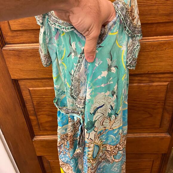 Camilla Long Wrap Dress w/ Frill Turn Back Time size XS Blue $749 NWT's - Picture 13 of 16